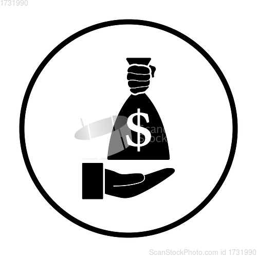 Image of Hand Holding The Money Bag Icon