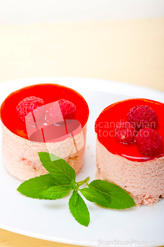 Image of fresh raspberry cake mousse dessert