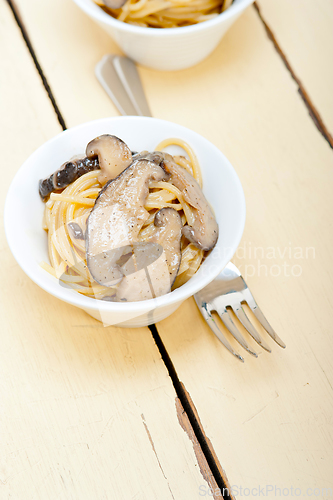 Image of Italian spaghetti pasta and mushrooms