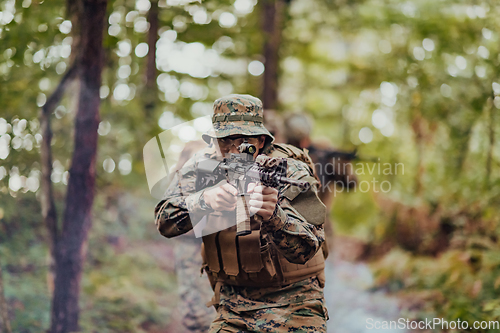 Image of Battle of the military in the war. Military troops in the smoke