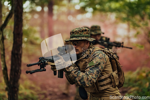 Image of Battle of the military in the war. Military troops in the smoke