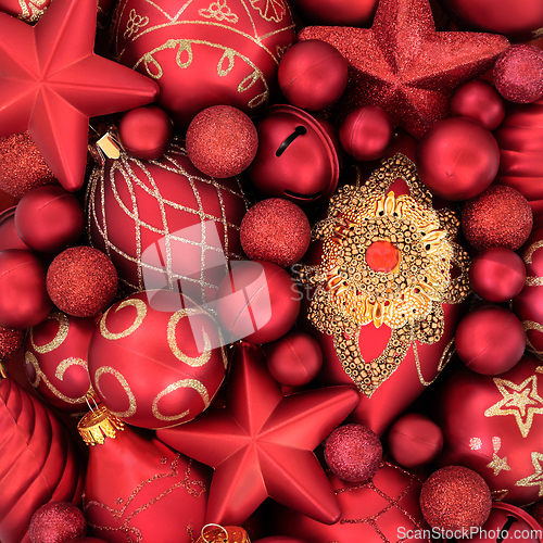 Image of Red and Gold Luxury Christmas Bauble Tree Decorations  