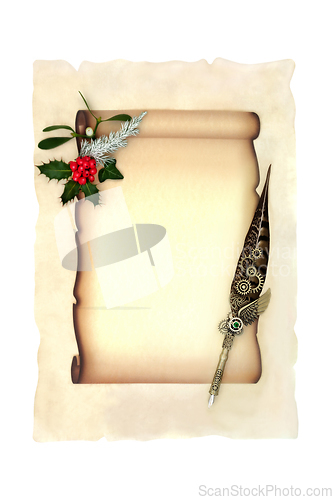 Image of Old Fashioned Christmas Parchment Paper Scroll 