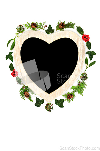 Image of Christmas Heart Wreath Holly and Traditional Winter Greenery