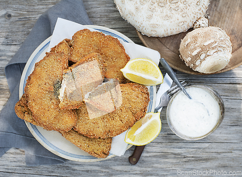 Image of Macrolepiota procera fried meal