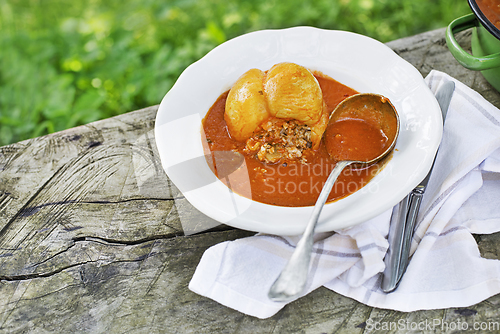 Image of Stuffed peppers in tomato sauce