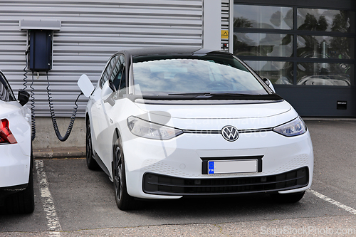 Image of White Volkswagen ID.3 Electric Car Charging Battery