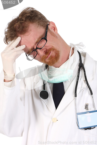 Image of doctor having headache 