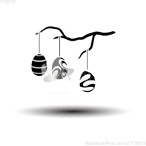 Image of Easter Eggs Hanged On Tree Branch Icon