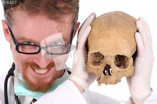 Image of doctor with skull