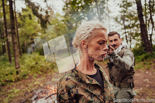 Image of Terrorists was capture alive woman soldier and interrogation her on special tactics violent way