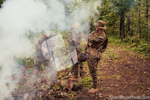 Image of Soldiers squad was capture alive terrorist and interrogation them on them on special tactics violent way