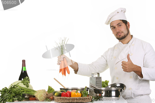 Image of young chef preparing lunch 