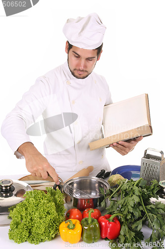 Image of young chef preparing lunch 