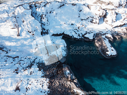 Image of Aerial view of winter blue lakes