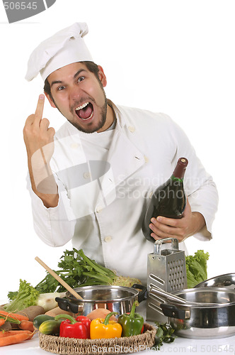 Image of chef sticking up the middle finger