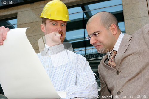 Image of angry architect and businessman
