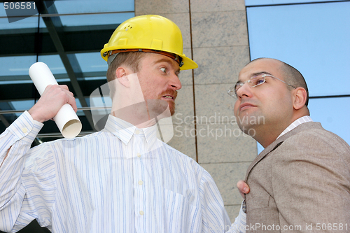 Image of angry architect and businessman