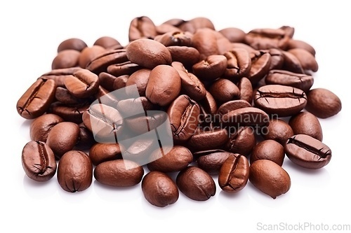 Image of Coffee beans heap on white