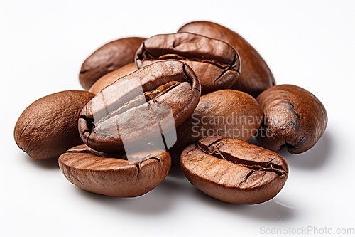 Image of Coffee beans heap on white