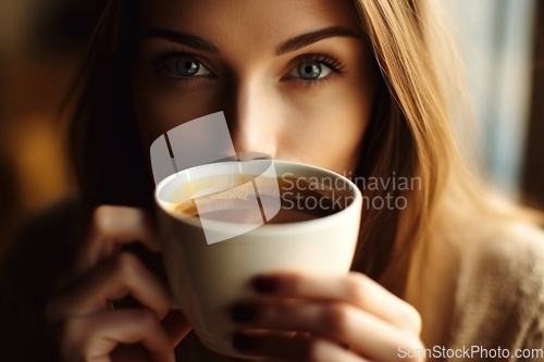 Image of Woman drinking coffee