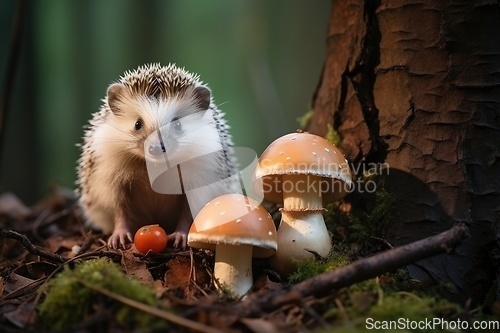 Image of Cute hedgehog in natural habitat