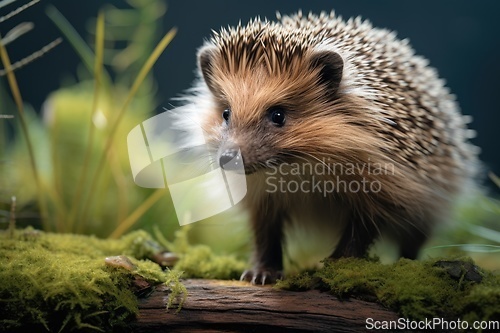 Image of Cute hedgehog in natural habitat