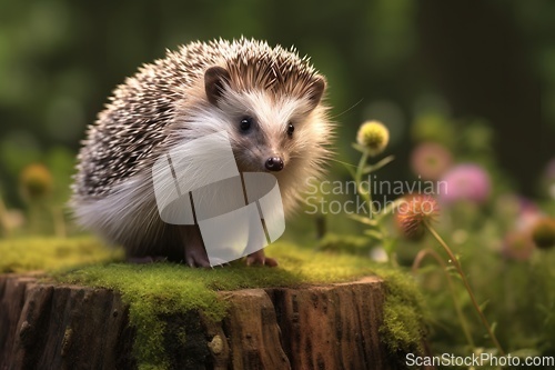 Image of Cute hedgehog in natural habitat