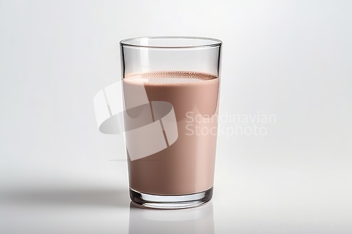 Image of Glass of chocolate milk on white