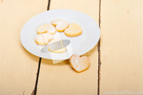 Image of heart shaped shortbread valentine cookies