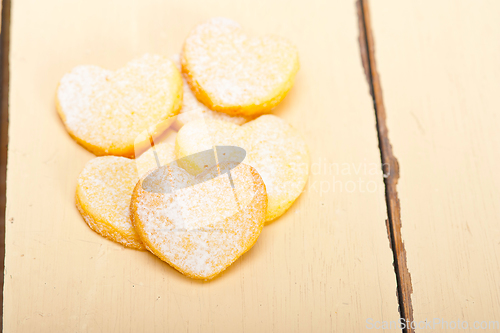 Image of heart shaped shortbread valentine cookies