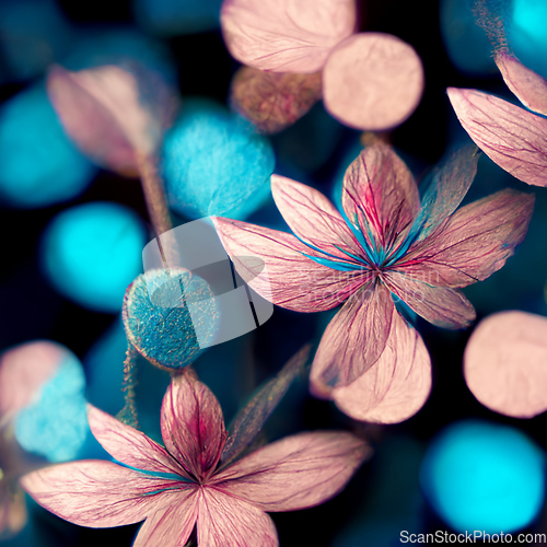 Image of Blue and pink abstract flower Illustration for prints, wall art,