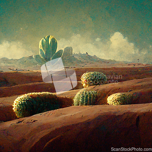 Image of Desert landscape. Desert area, sand terrain - Africa, Sahara, or