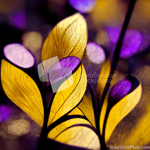 Image of Purple and yellow abstract flower Illustration.