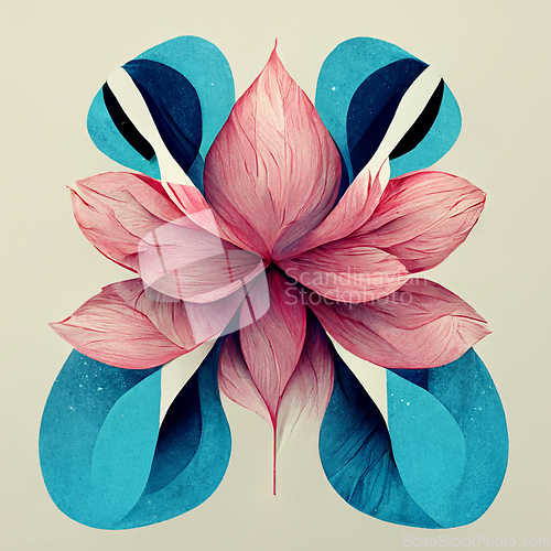 Image of Blue and pink abstract flower Illustration for prints, wall art,