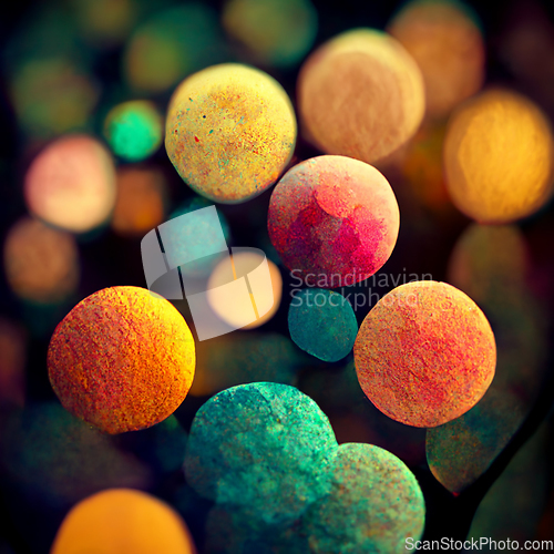 Image of Abstract colorful background surface. Fantastic foam with sphere