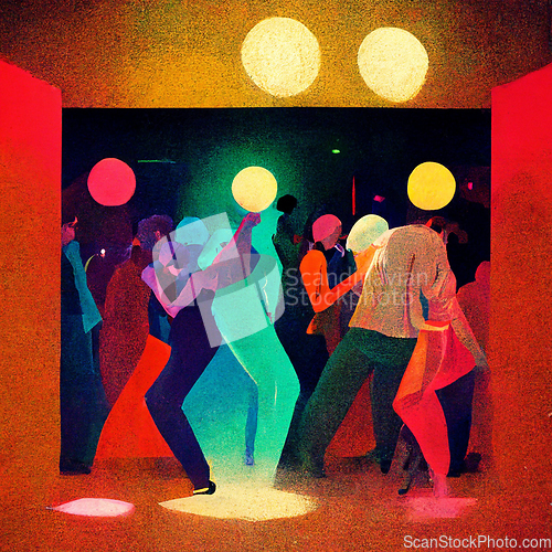 Image of People enjoying great festival party. People dance in disco nigh