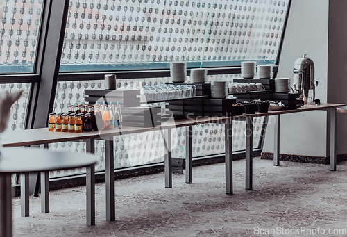 Image of A table in a modern hotel with dishes ready to serve guests