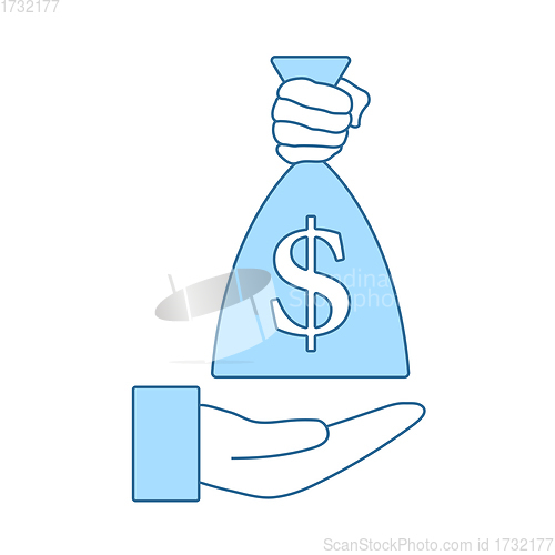 Image of Hand Holding The Money Bag Icon