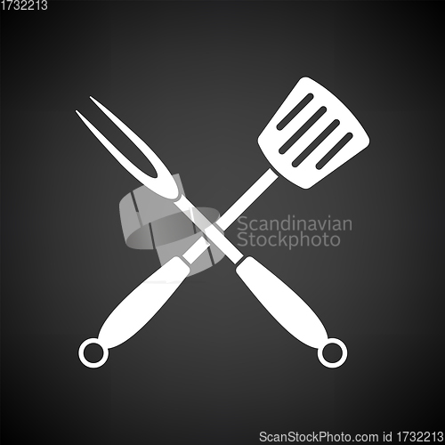 Image of Crossed Frying Spatula And Fork Icon