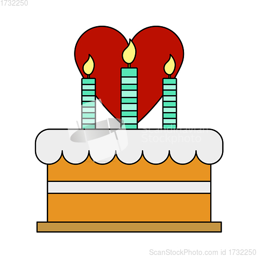 Image of Cacke With Candles And Heart Icon