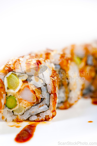 Image of fresh sushi choice combination assortment selection