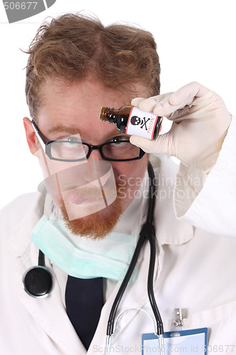 Image of doctor with poison bottle 