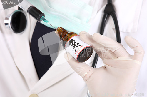 Image of doctor with poison bottle 