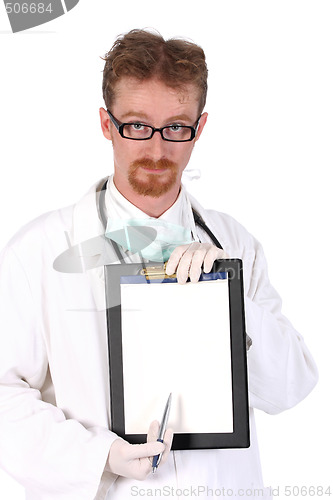 Image of doctor holding a folder of information