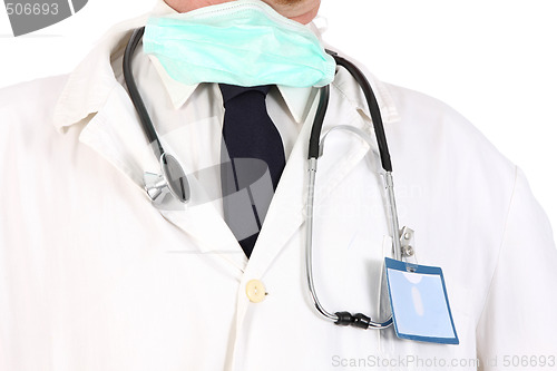 Image of doctor with stethoscope and permit