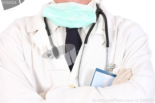 Image of doctor with stethoscope and permit