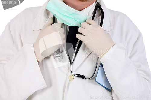 Image of doctor with stethoscope and permit