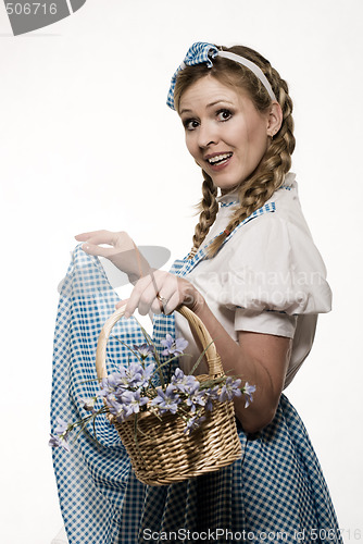 Image of Woman in little girl costume