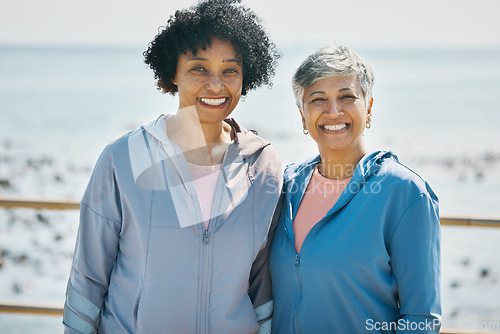 Image of Senior women outdoor, portrait and fitness, smile with retirement and friends with health and wellness. Exercise, training and workout together with female people, friendship and vitality in nature